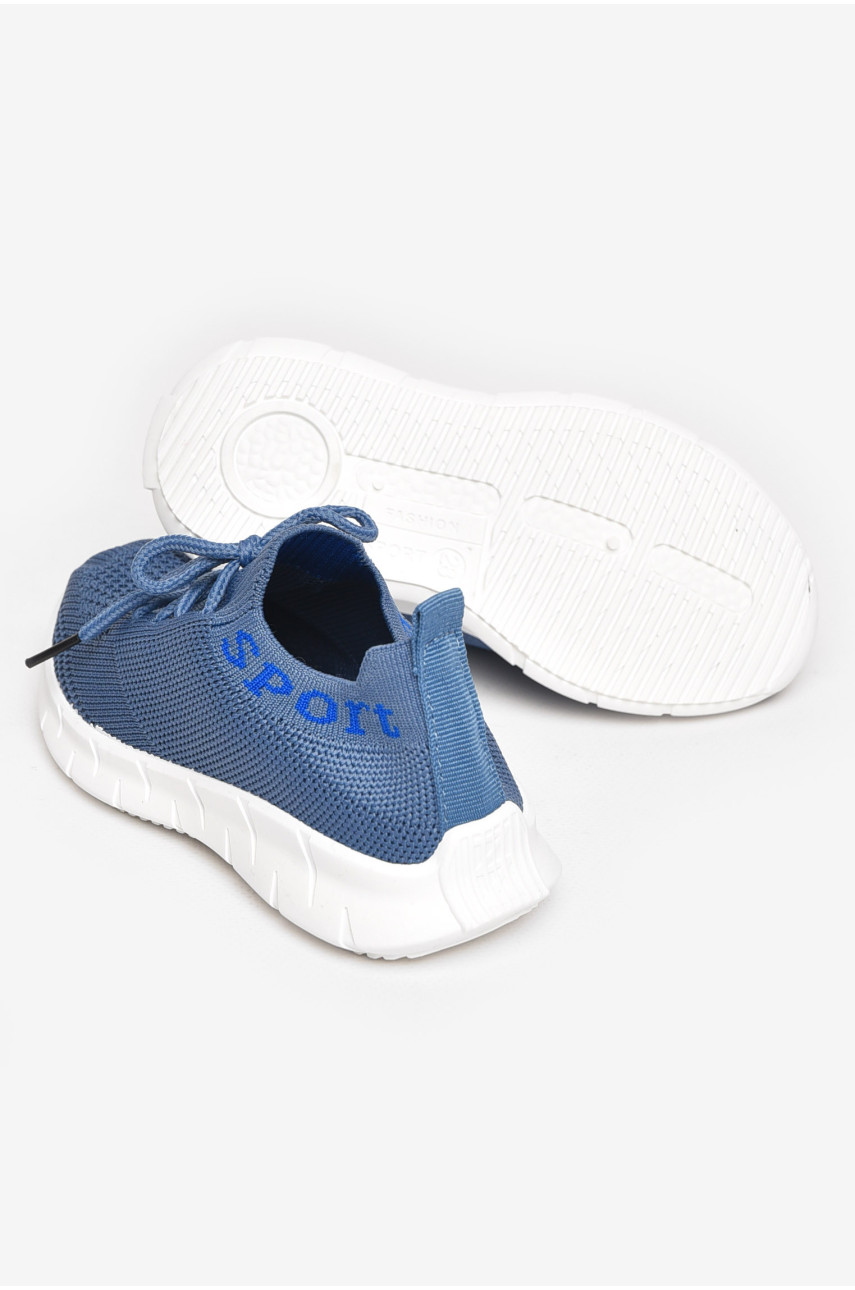 Кросівки дитячі синього кольору текстиль на шнурівці 5091 211233