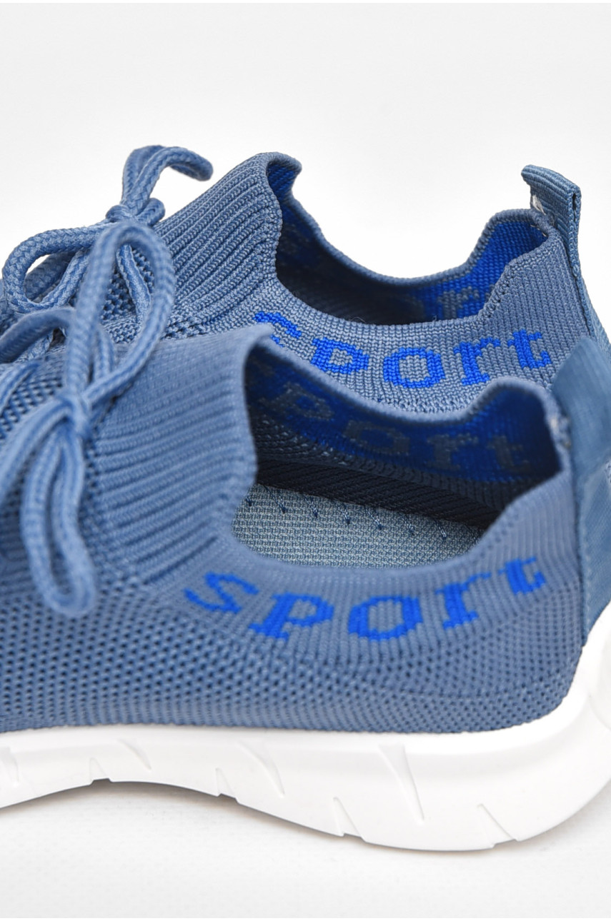 Кросівки дитячі синього кольору текстиль на шнурівці 5091 211233