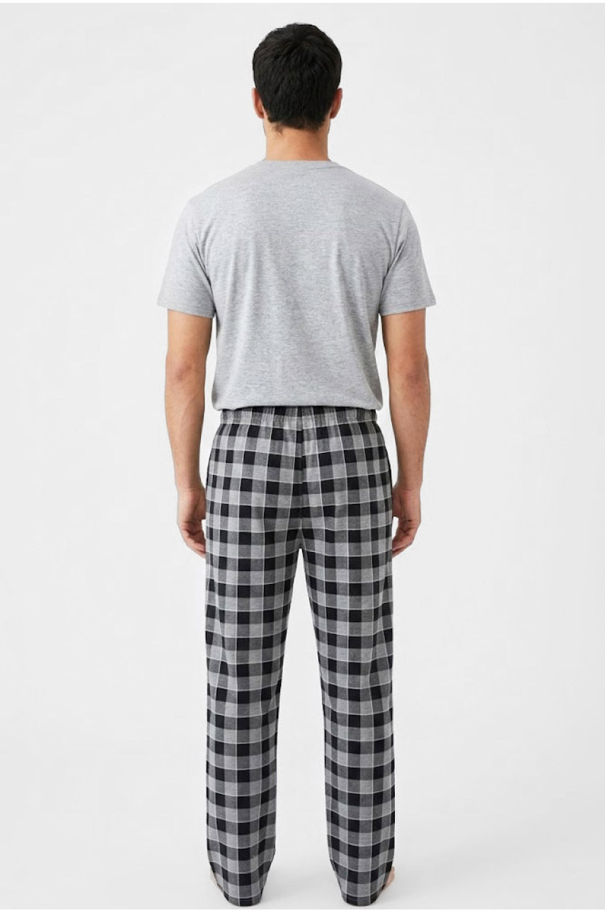 Пижама мужская полубатальная серого цвета с принтом 70334 211234