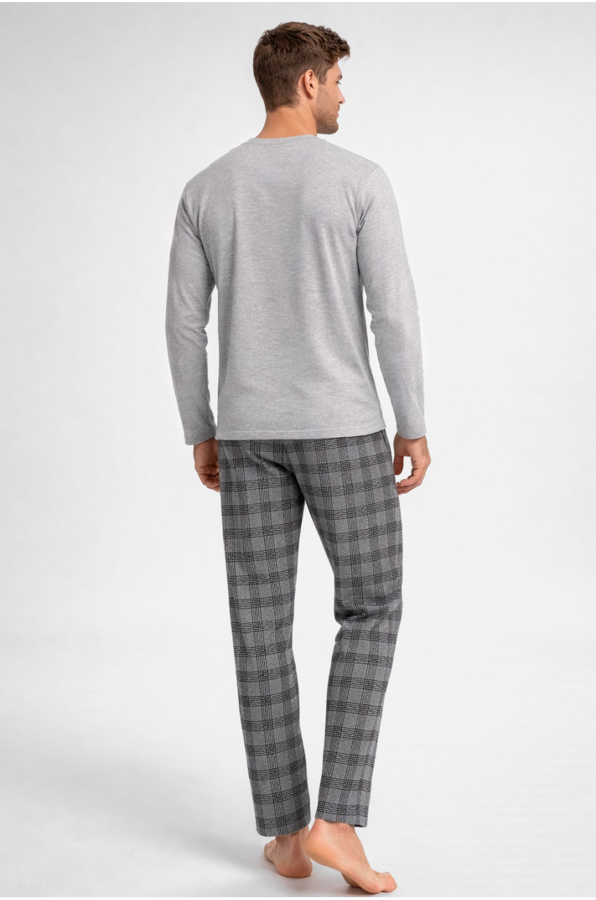 Пижама мужская полубатальная серого цвета с принтом 70331 211235