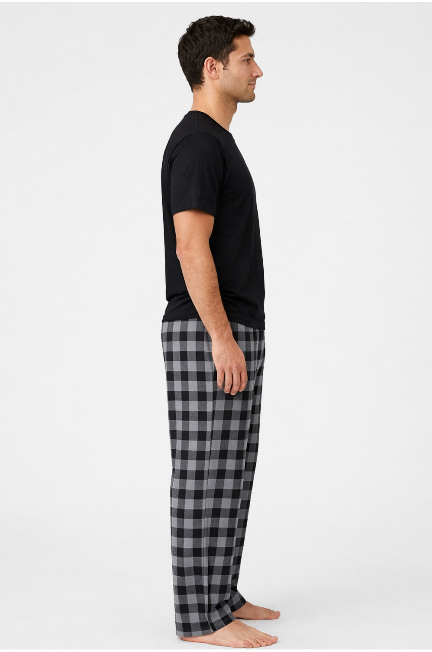 Пижама мужская полубатальная черного цвета с принтом 70337 211240