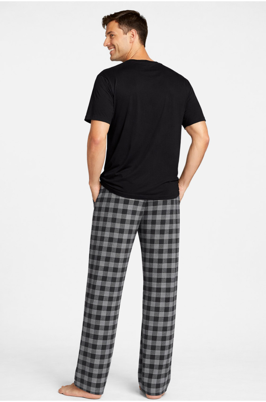 Пижама мужская полубатальная черного цвета с принтом 70337 211240