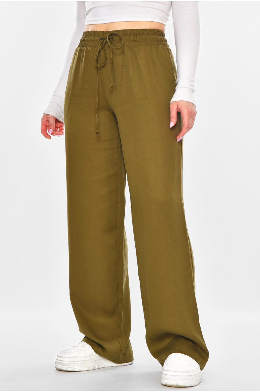 Штаны женские однотонные цвета хаки 0100 211244