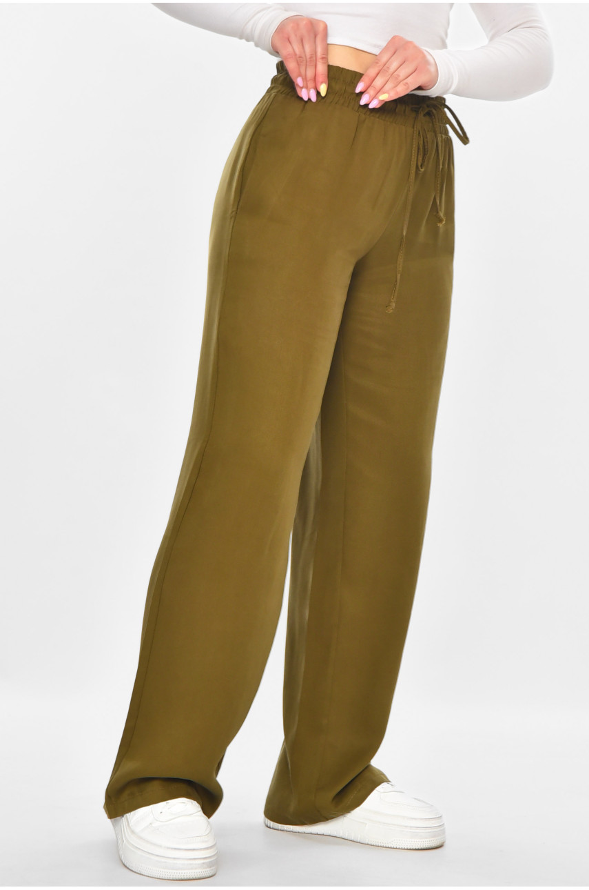 Штаны женские однотонные цвета хаки 0100 211244
