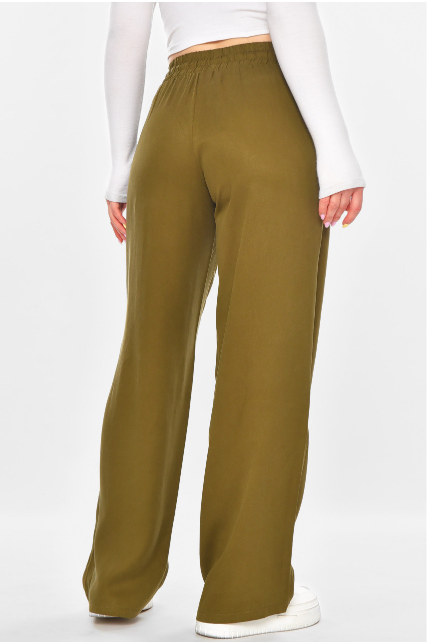 Штаны женские однотонные цвета хаки 0100 211244