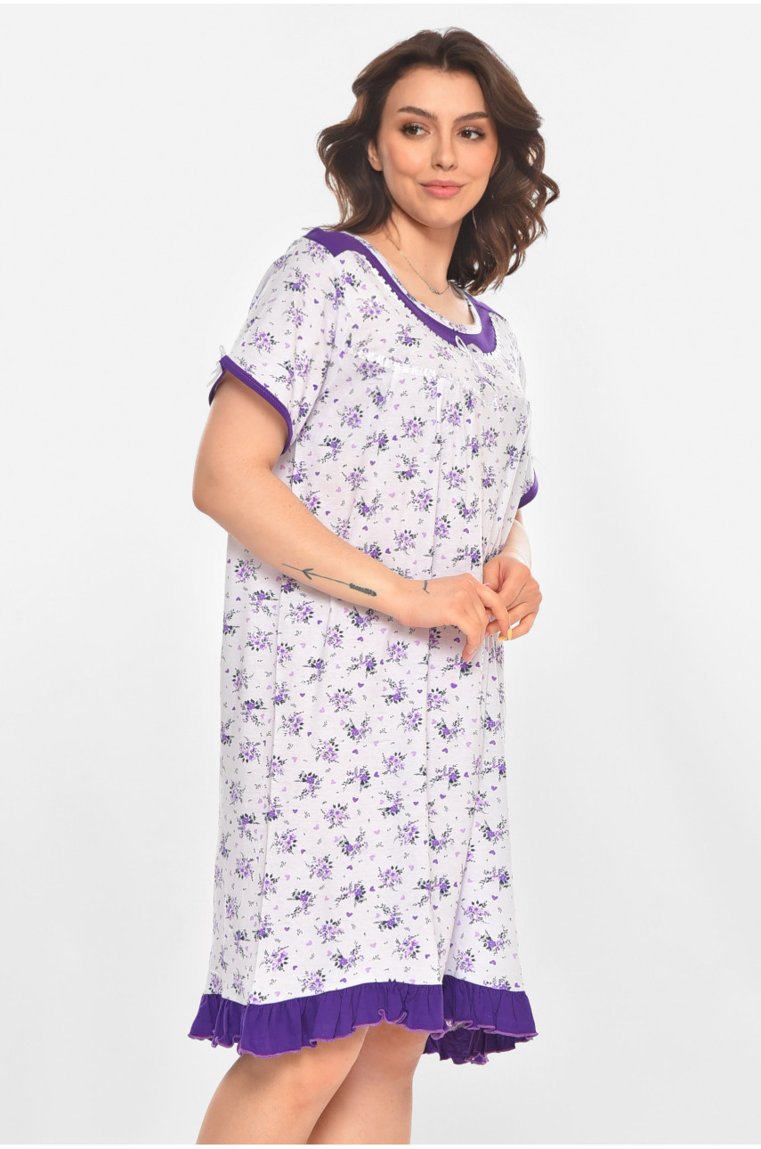 Ночная рубашка женская полубатальная белого цвета с принтом 1017 211262