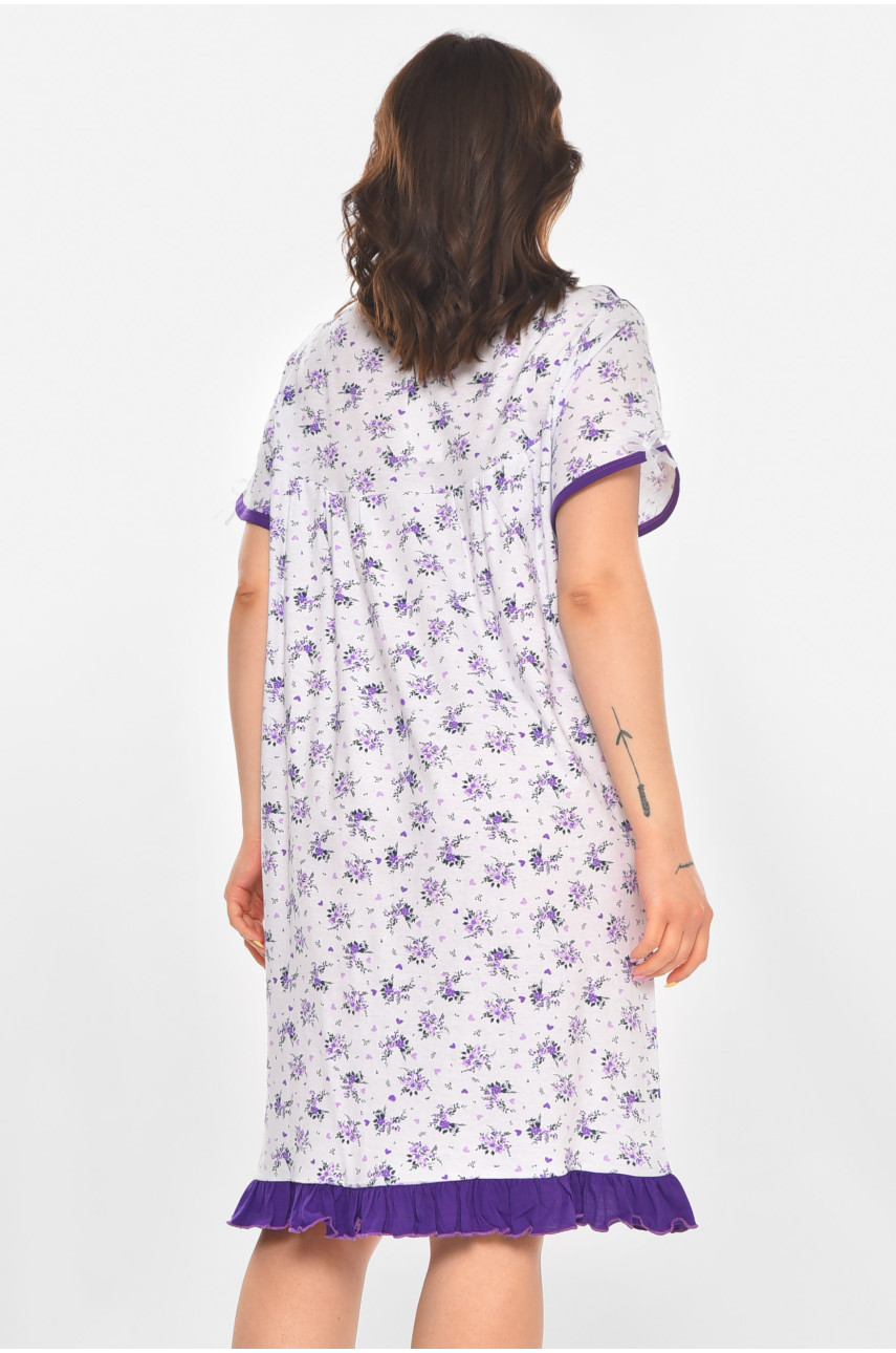 Ночная рубашка женская полубатальная белого цвета с принтом 1017 211262