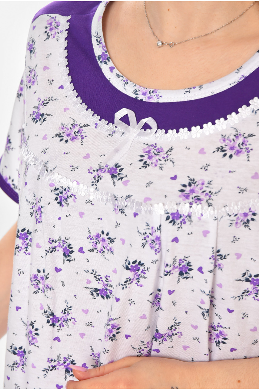 Ночная рубашка женская полубатальная белого цвета с принтом 1017 211262