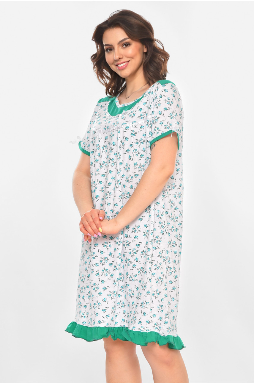 Ночная рубашка женская полубатальная белого цвета с принтом 1017 211263