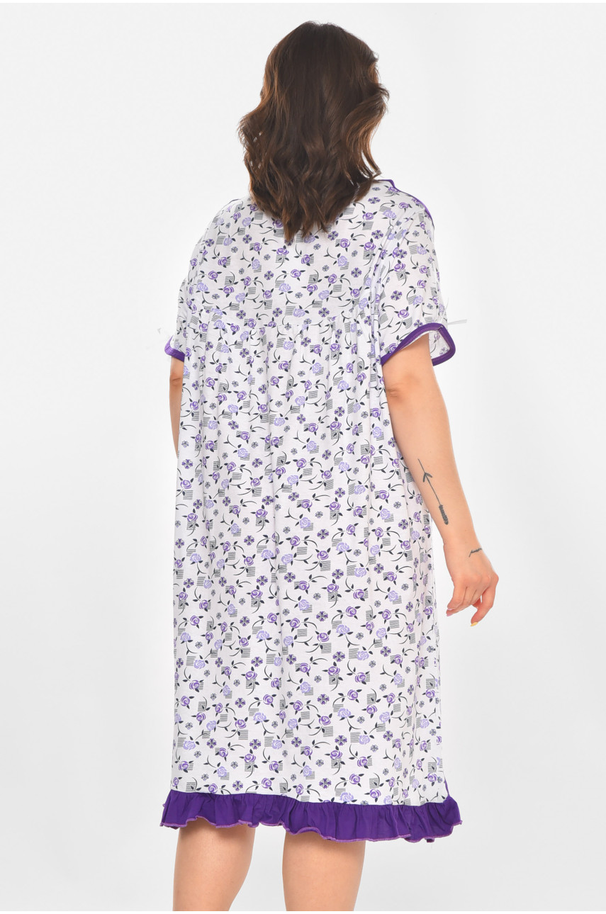 Ночная рубашка женская полубатальная белого цвета с принтом 1017 211264