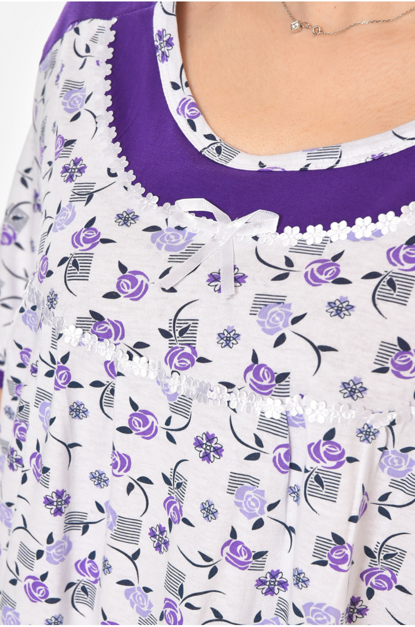 Ночная рубашка женская полубатальная белого цвета с принтом 1017 211264