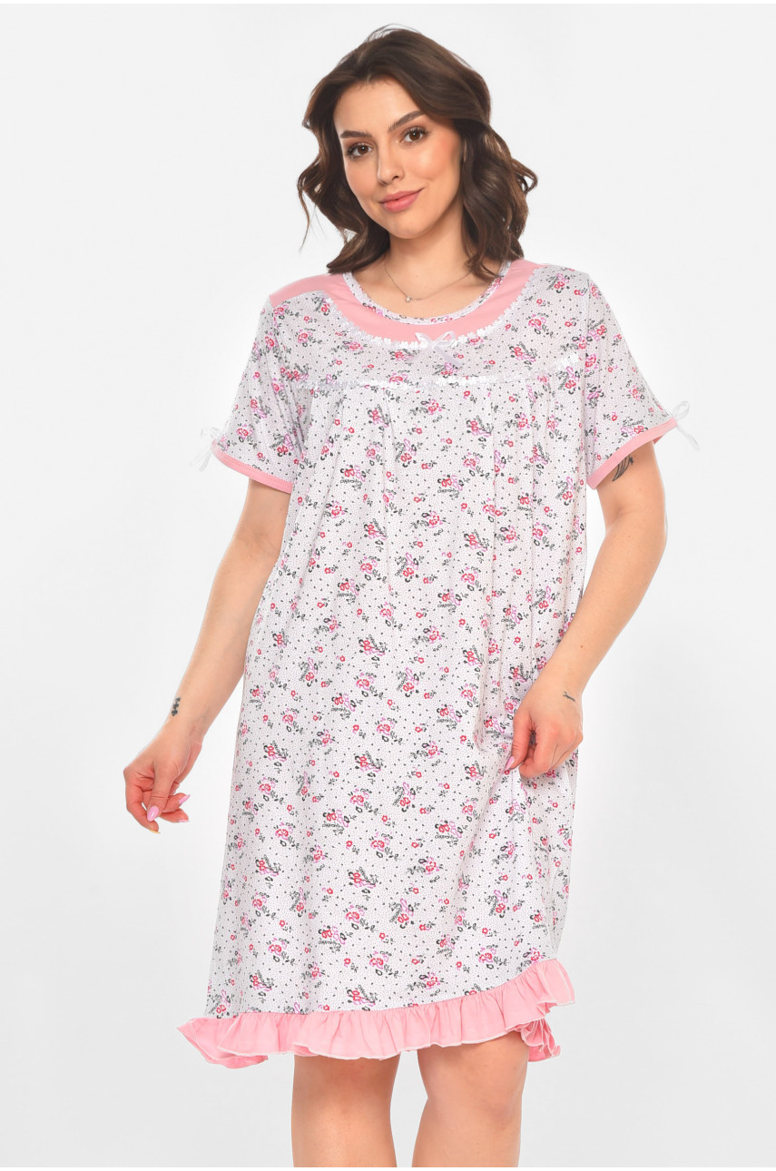 Ночная рубашка женская полубатальная белого цвета с принтом 1017 211265
