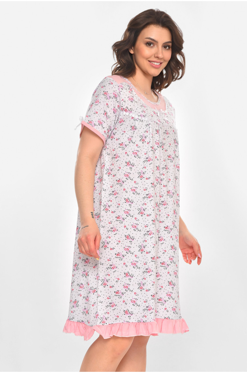 Ночная рубашка женская полубатальная белого цвета с принтом 1017 211265