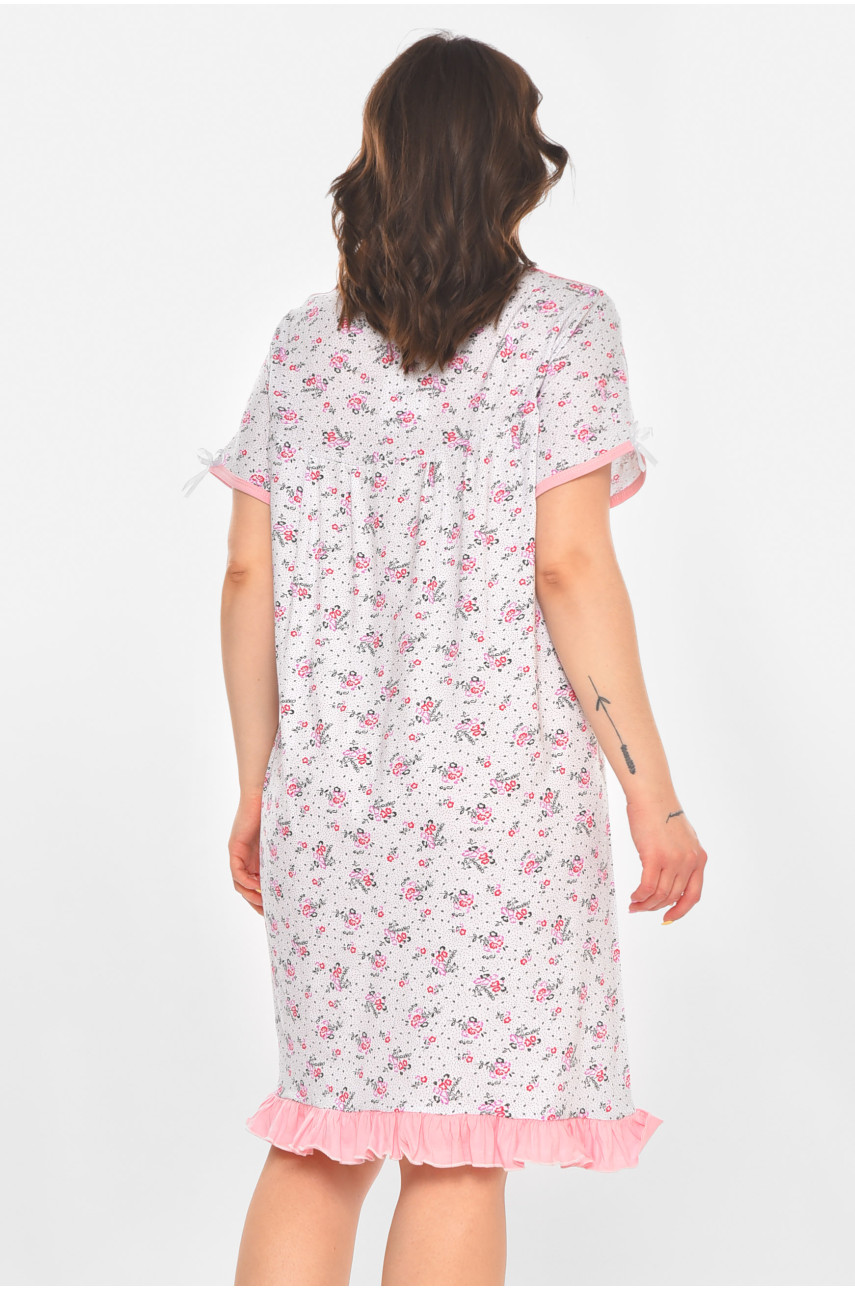 Ночная рубашка женская полубатальная белого цвета с принтом 1017 211265