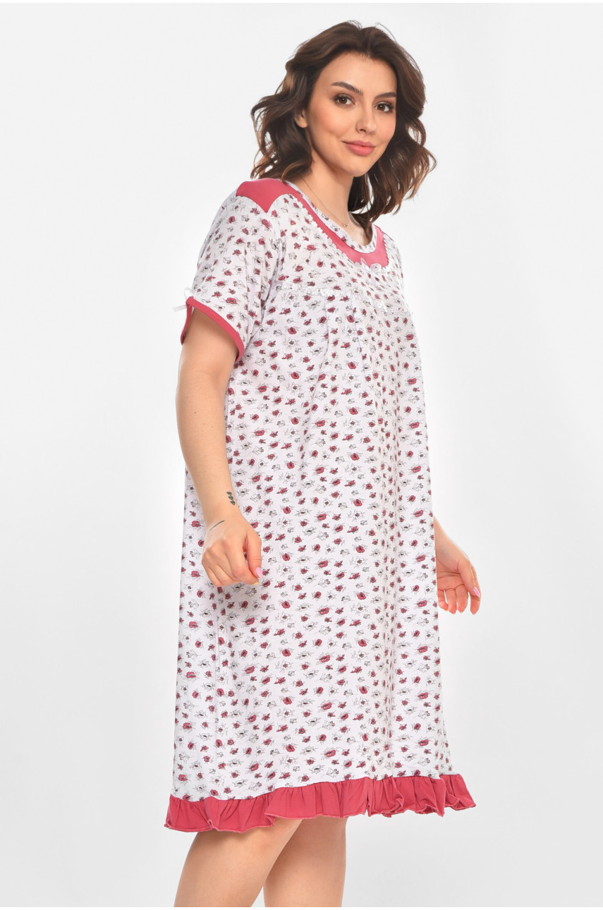 Ночная рубашка женская полубатальная белого цвета с принтом 1017 211266