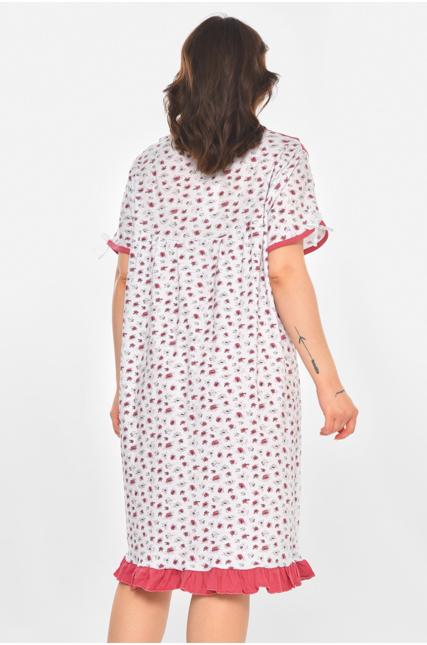 Ночная рубашка женская полубатальная белого цвета с принтом 1017 211266