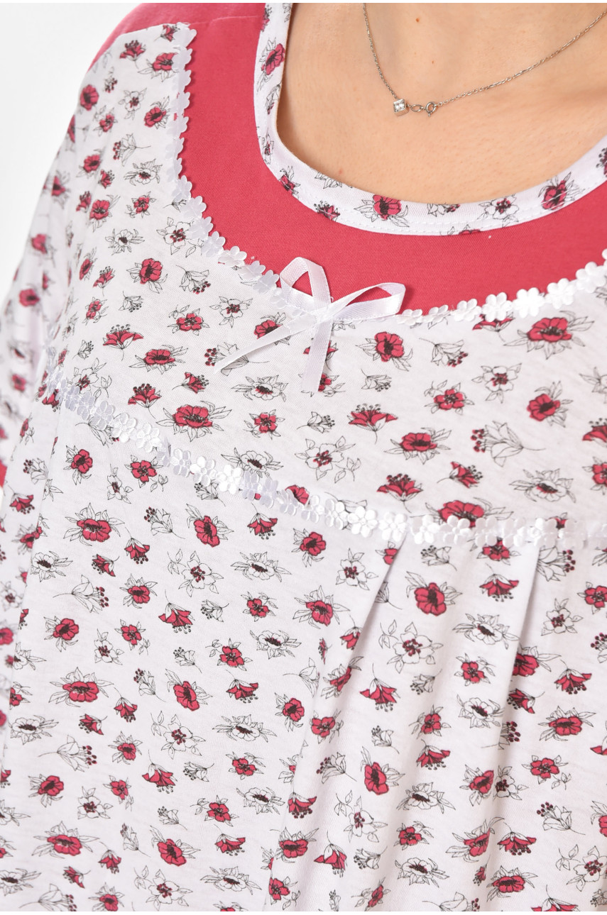 Ночная рубашка женская полубатальная белого цвета с принтом 1017 211266