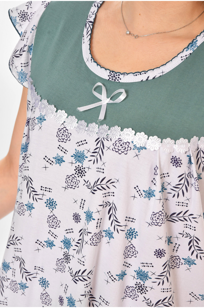 Ночная рубашка женская полубатальная белого цвета с принтом 010 211267