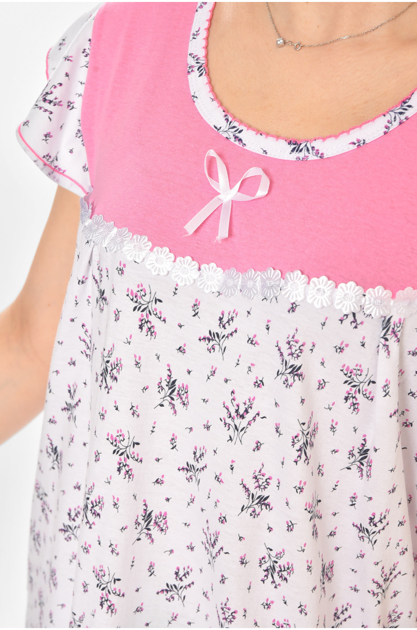 Ночная рубашка женская полубатальная белого цвета с принтом 010 211268