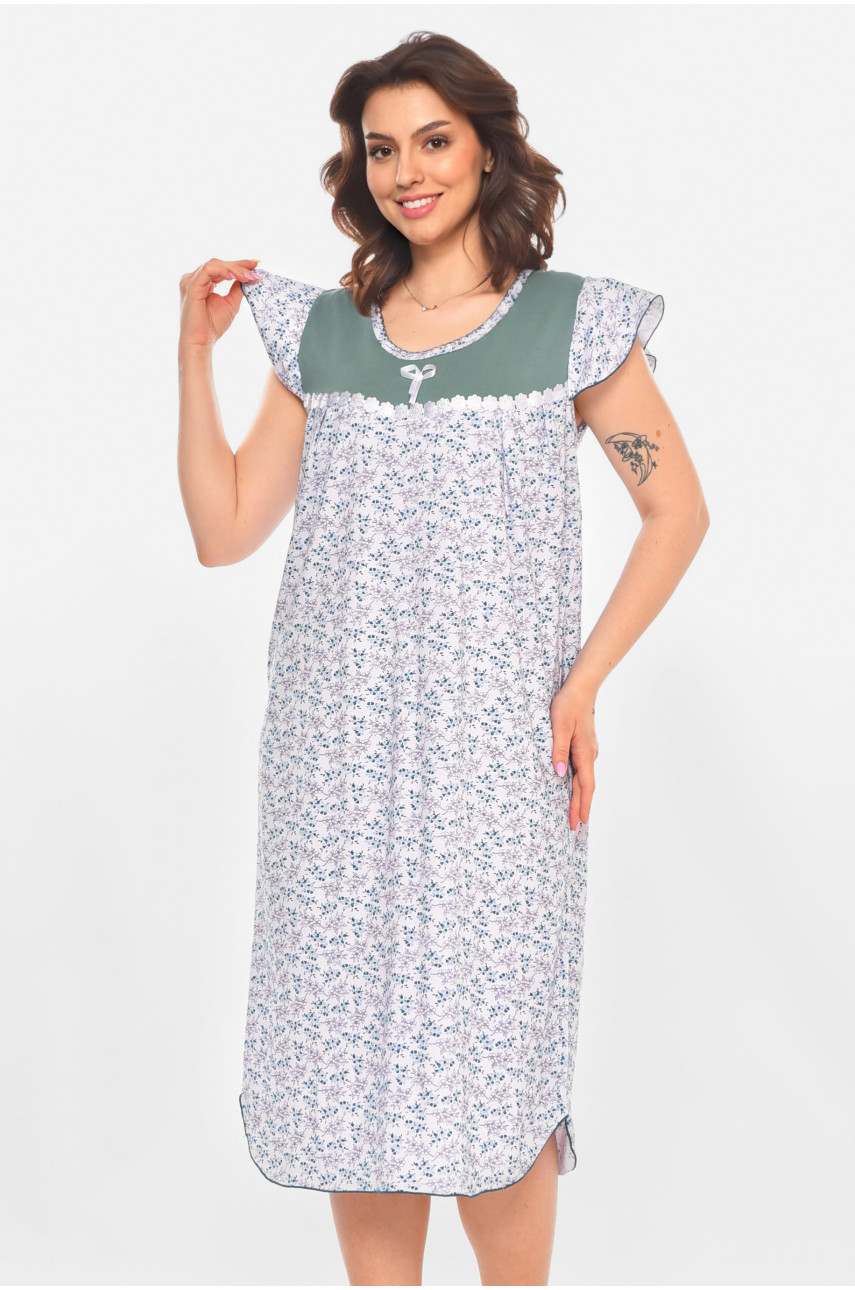 Ночная рубашка женская полубатальная белого цвета с принтом 010 211269