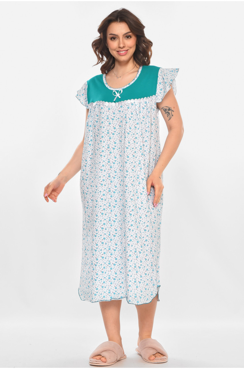 Ночная рубашка женская полубатальная белого цвета с принтом 010 211270