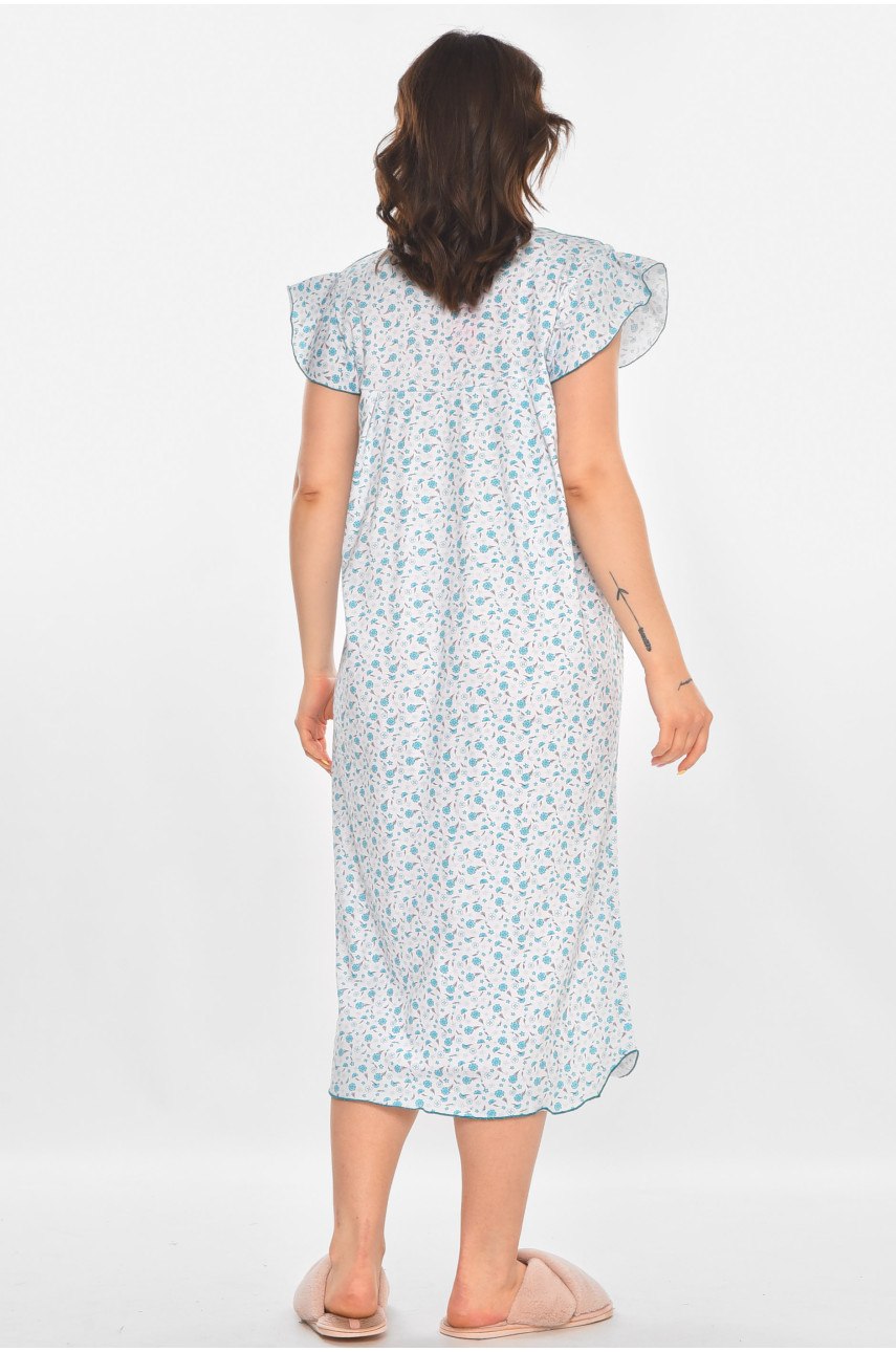 Ночная рубашка женская полубатальная белого цвета с принтом 010 211270