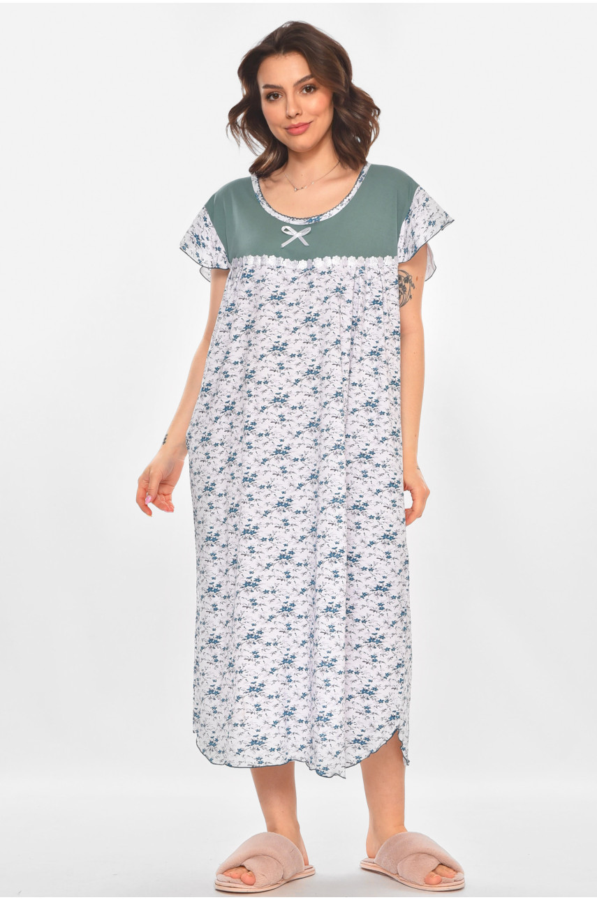 Ночная рубашка женская полубатальная белого цвета с принтом 010 211271