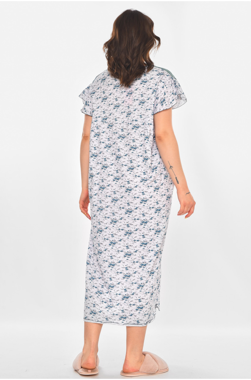 Ночная рубашка женская полубатальная белого цвета с принтом 010 211271