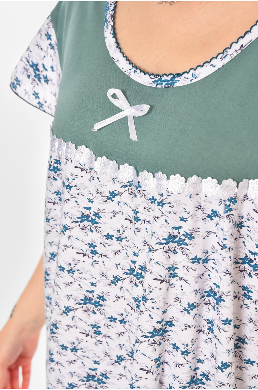 Ночная рубашка женская полубатальная белого цвета с принтом 010 211271