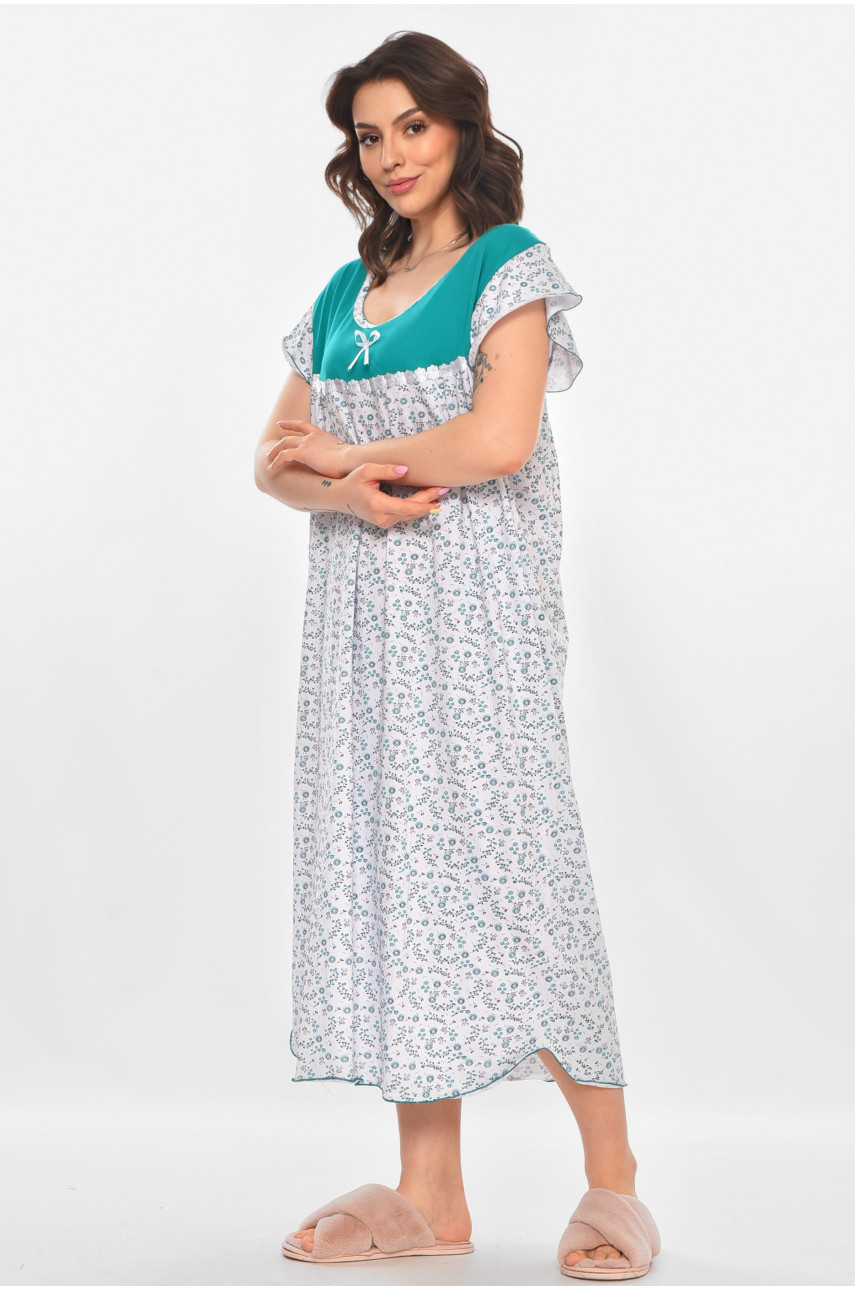 Ночная рубашка женская полубатальная белого цвета с принтом 010 211272