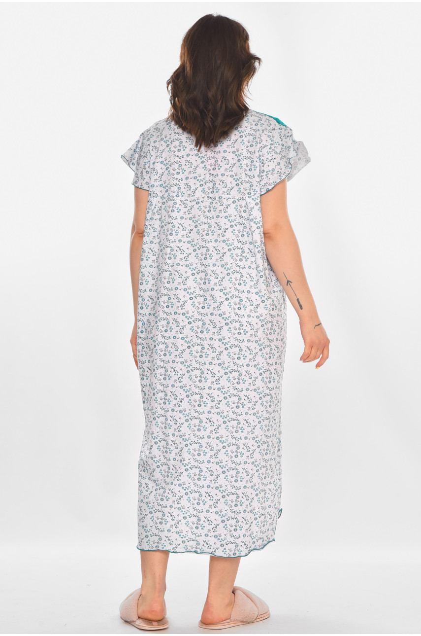 Ночная рубашка женская полубатальная белого цвета с принтом 010 211272