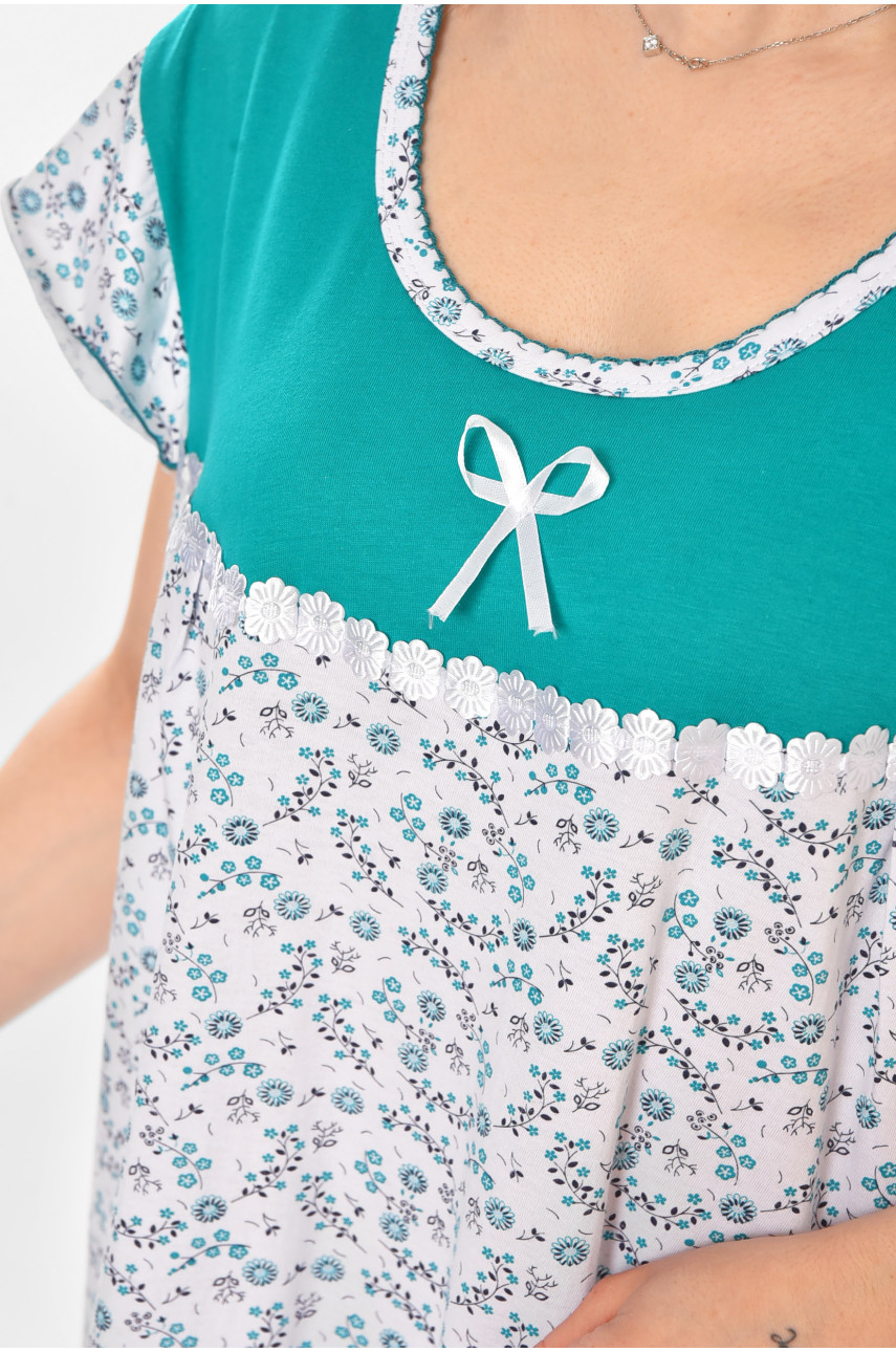 Ночная рубашка женская полубатальная белого цвета с принтом 010 211272