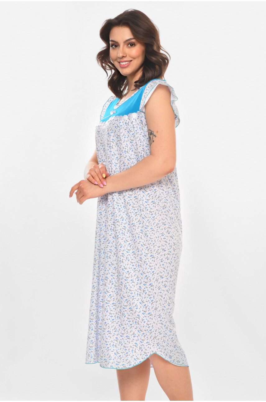 Ночная рубашка женская полубатальная белого цвета с принтом 010 211273