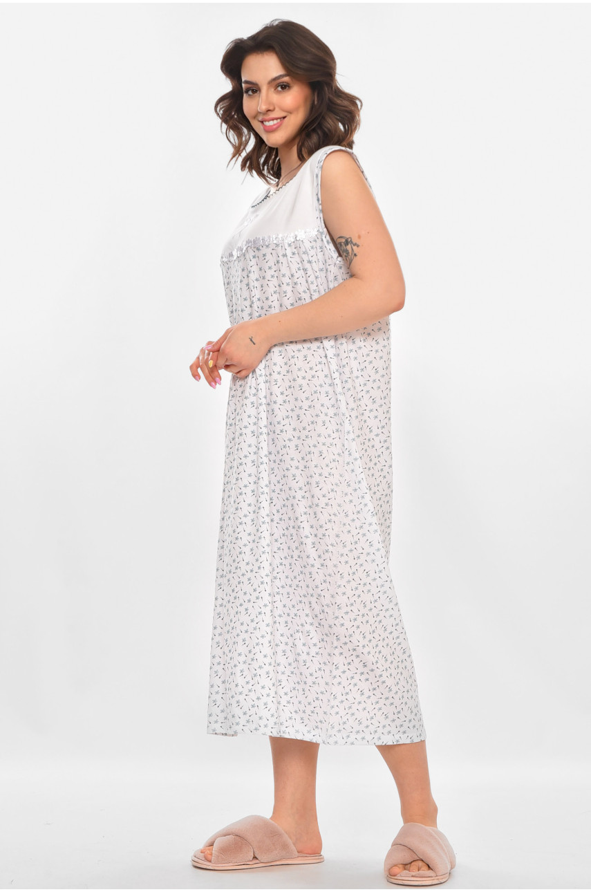 Ночная рубашка женская полубатальная белого цвета с принтом 001 211277