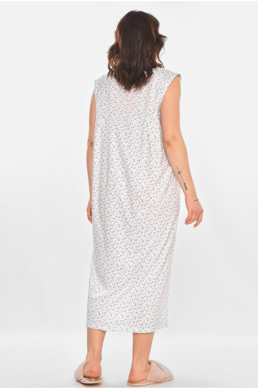 Ночная рубашка женская полубатальная белого цвета с принтом 001 211277