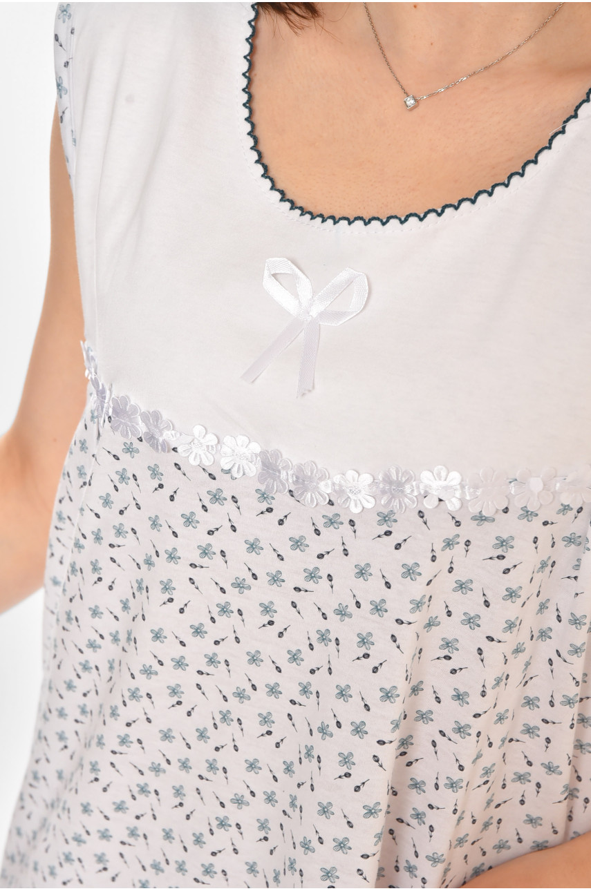 Ночная рубашка женская полубатальная белого цвета с принтом 001 211277