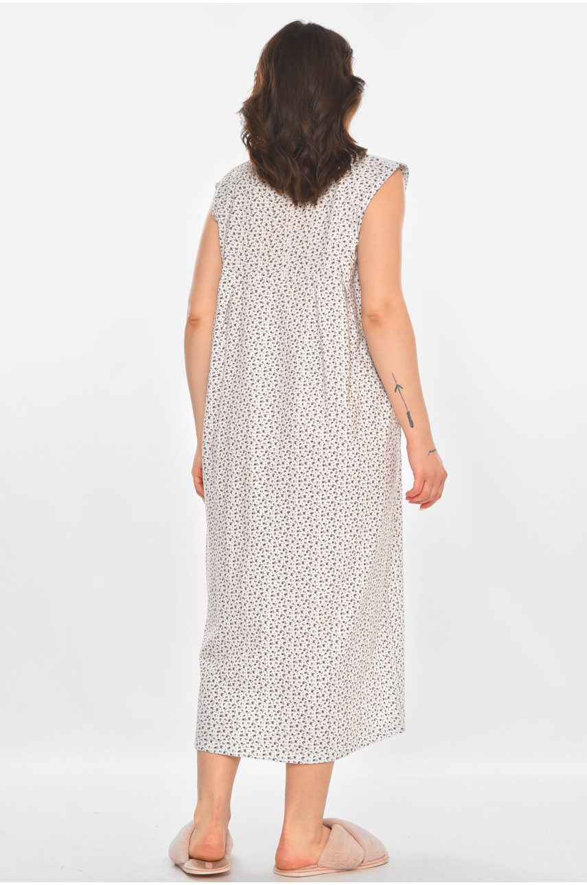 Ночная рубашка женская полубатальная белого цвета с принтом 001 211278