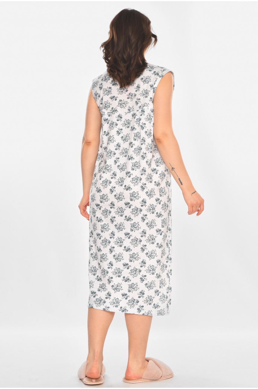 Ночная рубашка женская полубатальная белого цвета с принтом 001 211279