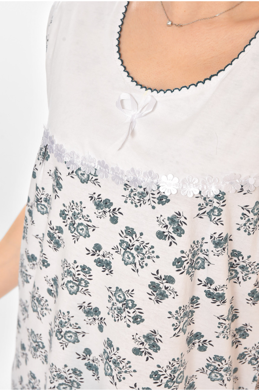 Ночная рубашка женская полубатальная белого цвета с принтом 001 211279