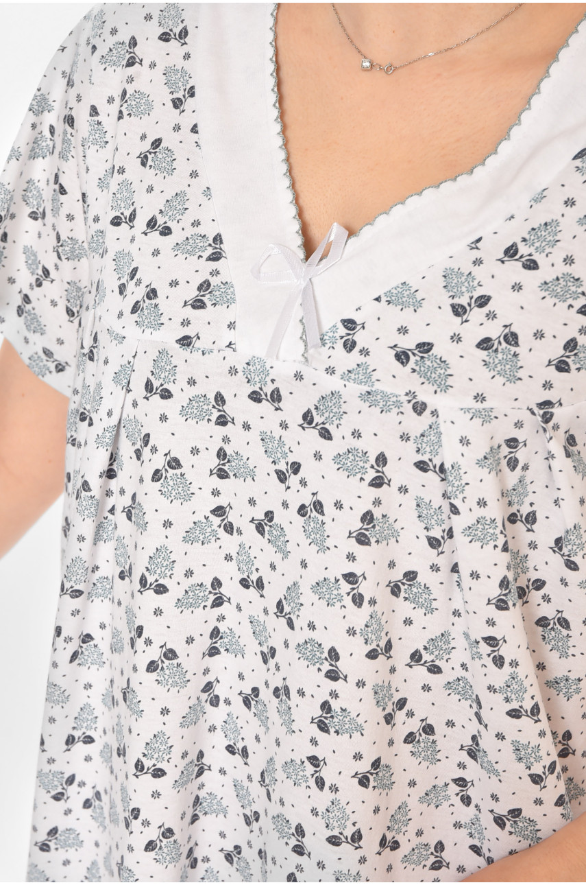 Ночная рубашка женская полубатальная белого цвета с принтом 140 211282
