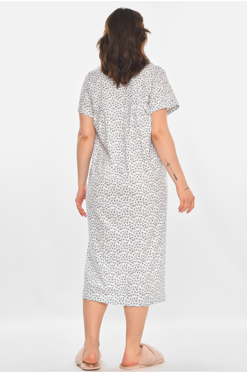 Ночная рубашка женская полубатальная белого цвета с принтом 140 211285