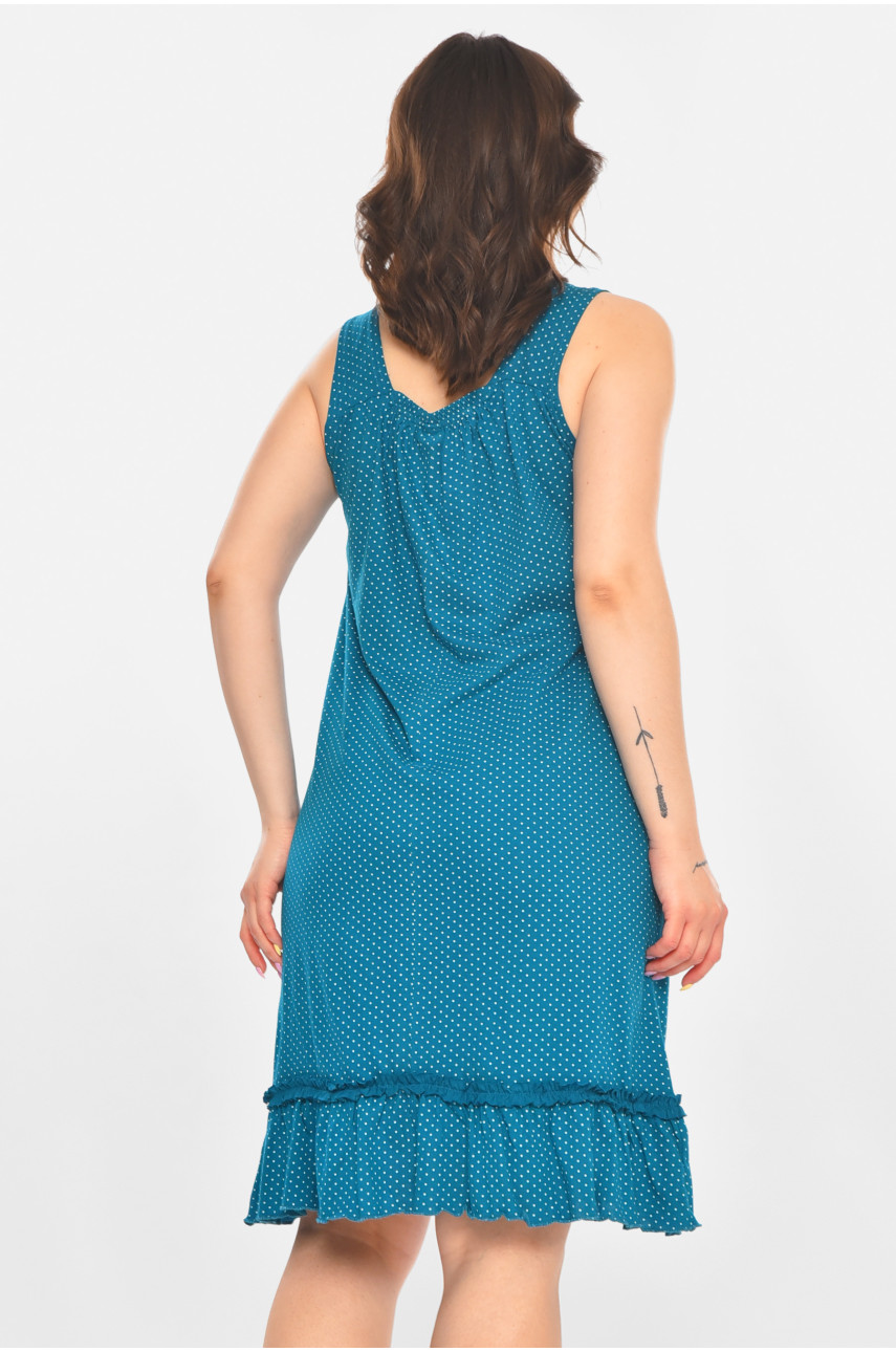 Ночная рубашка женская полубатальная бирюзового цвета с принтом 338 211295