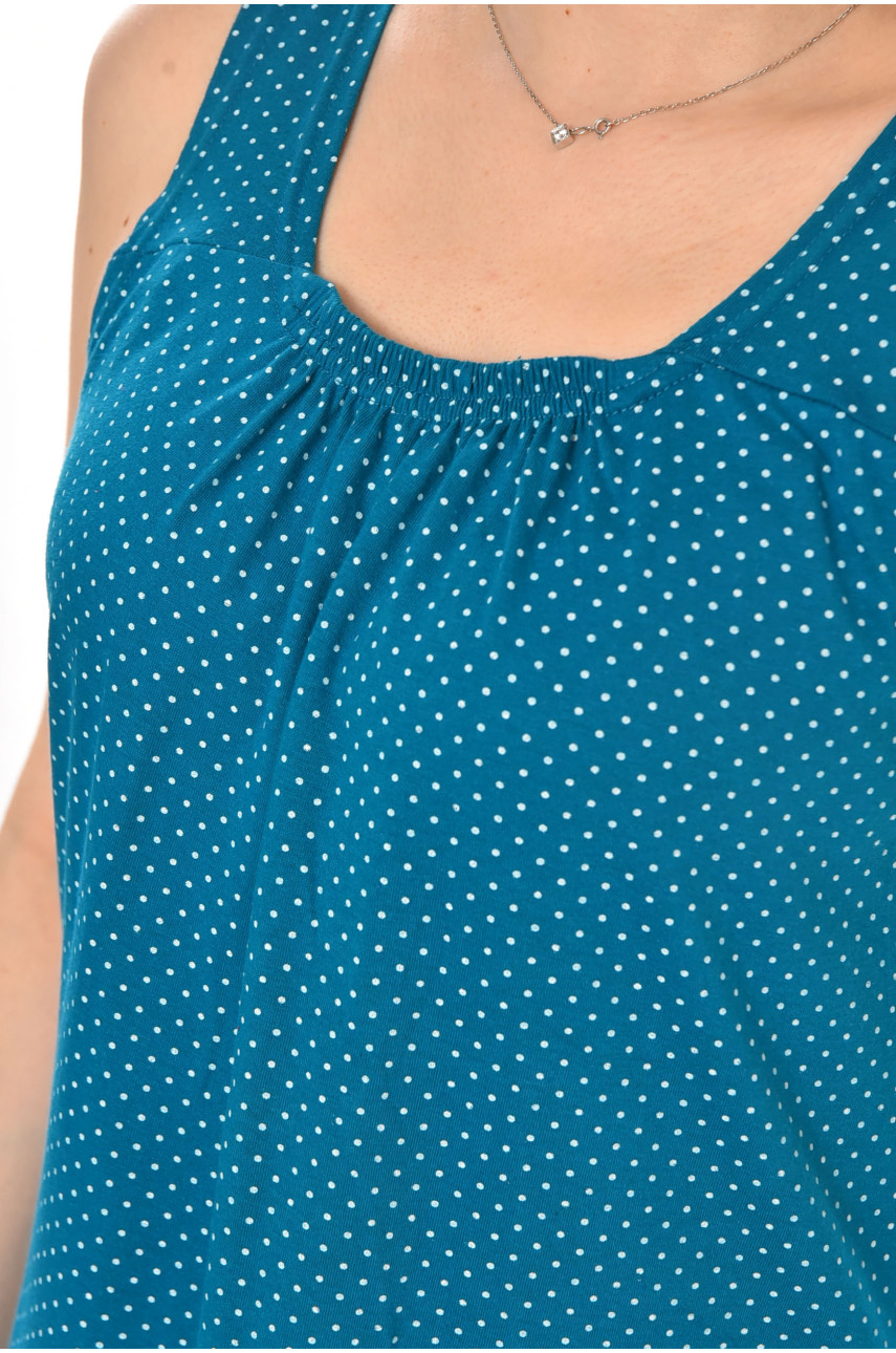 Ночная рубашка женская полубатальная бирюзового цвета с принтом 338 211295