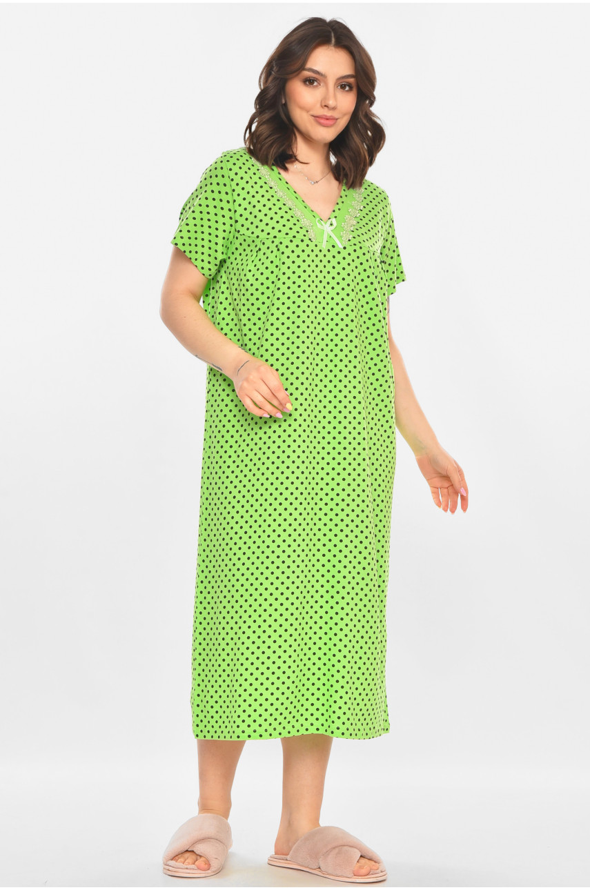 Ночная рубашка женская полубатальная салатового цвета с принтом 603 211301