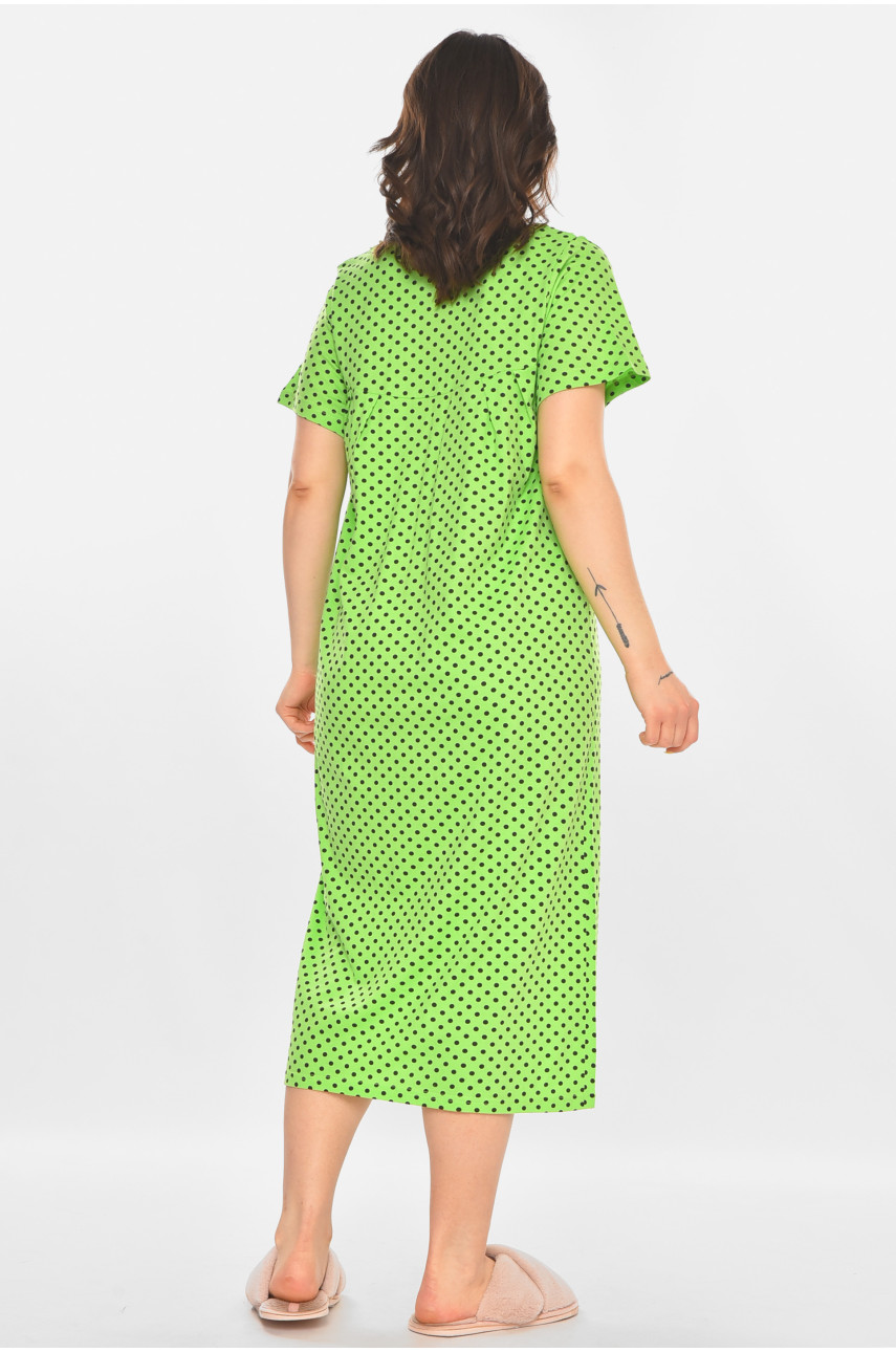 Ночная рубашка женская полубатальная салатового цвета с принтом 603 211301