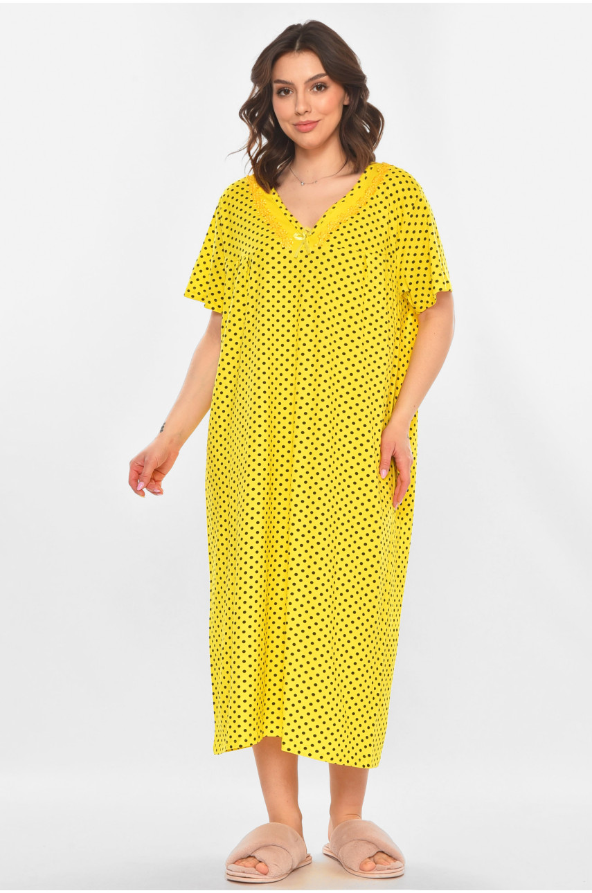 Ночная рубашка женская полубатальная желтого цвета с принтом 603 211302