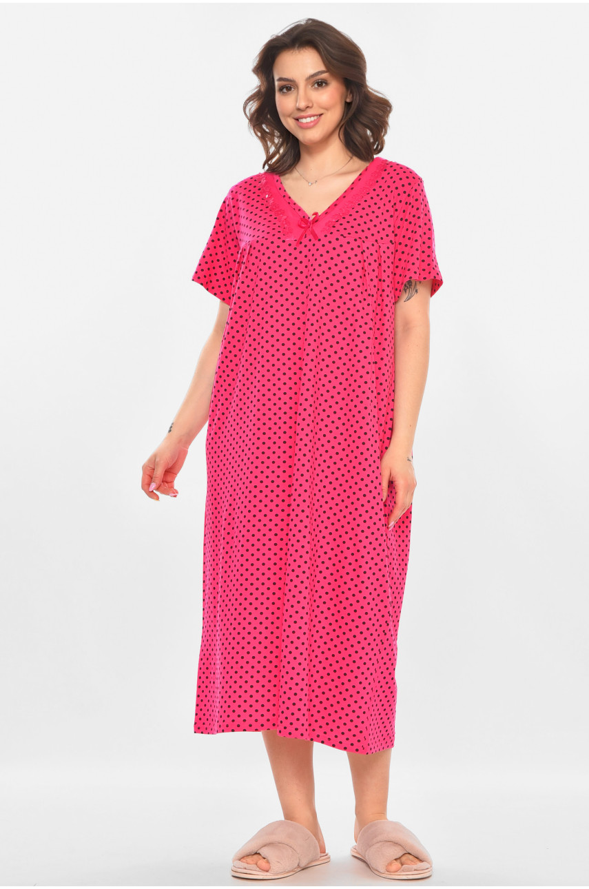 Ночная рубашка женская полубатальная тёмно-розового цвета с принтом 603 211303