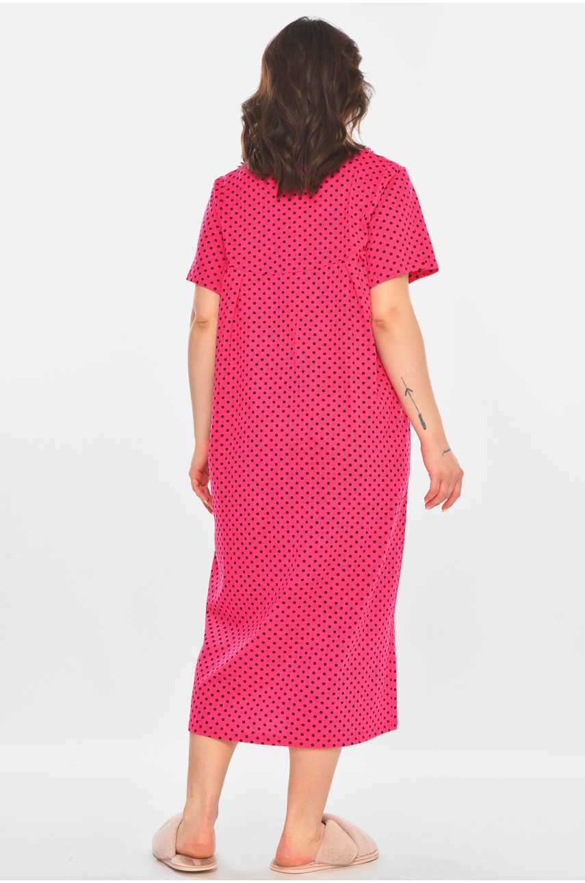 Ночная рубашка женская полубатальная тёмно-розового цвета с принтом 603 211303