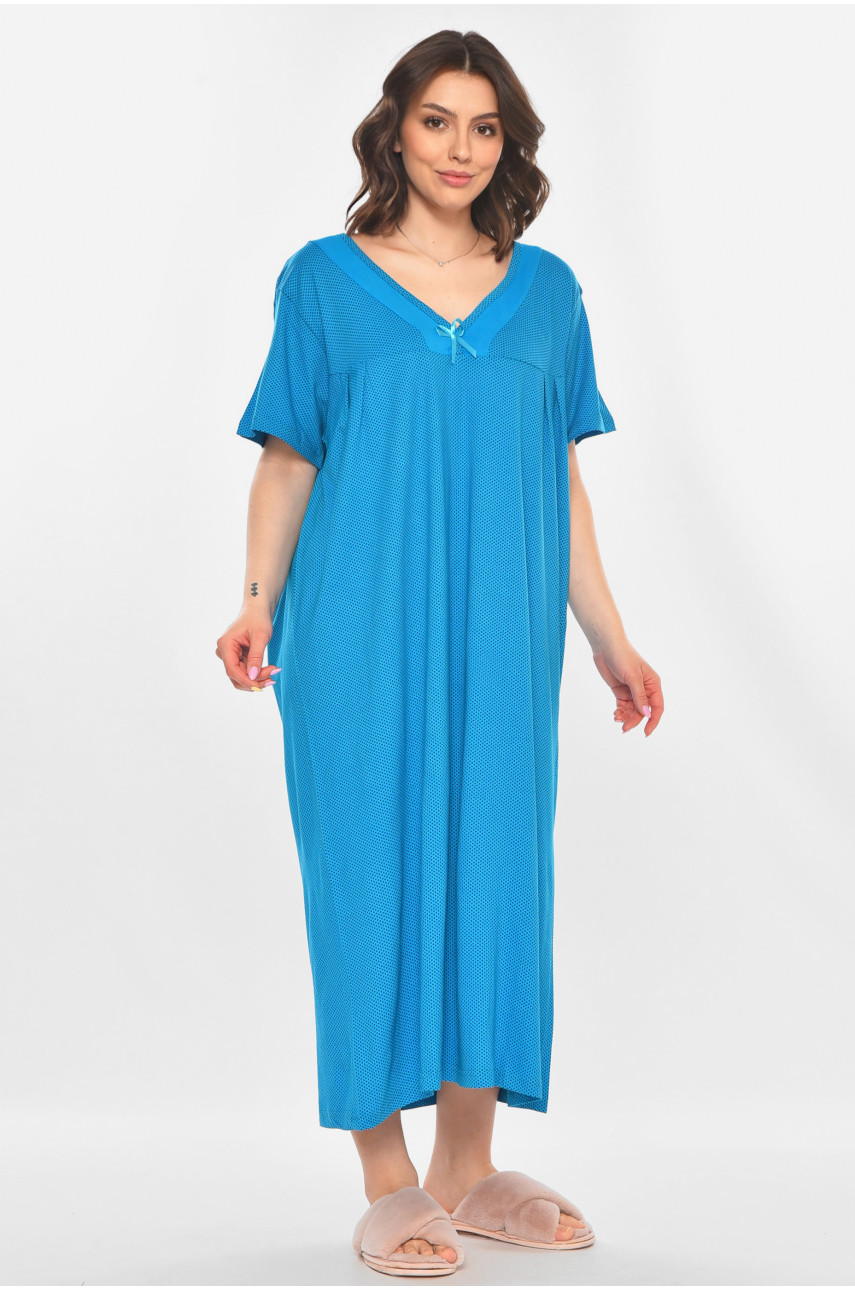 Ночная рубашка женская полубатальная тёмно-голубого цвета с принтом 603 211304