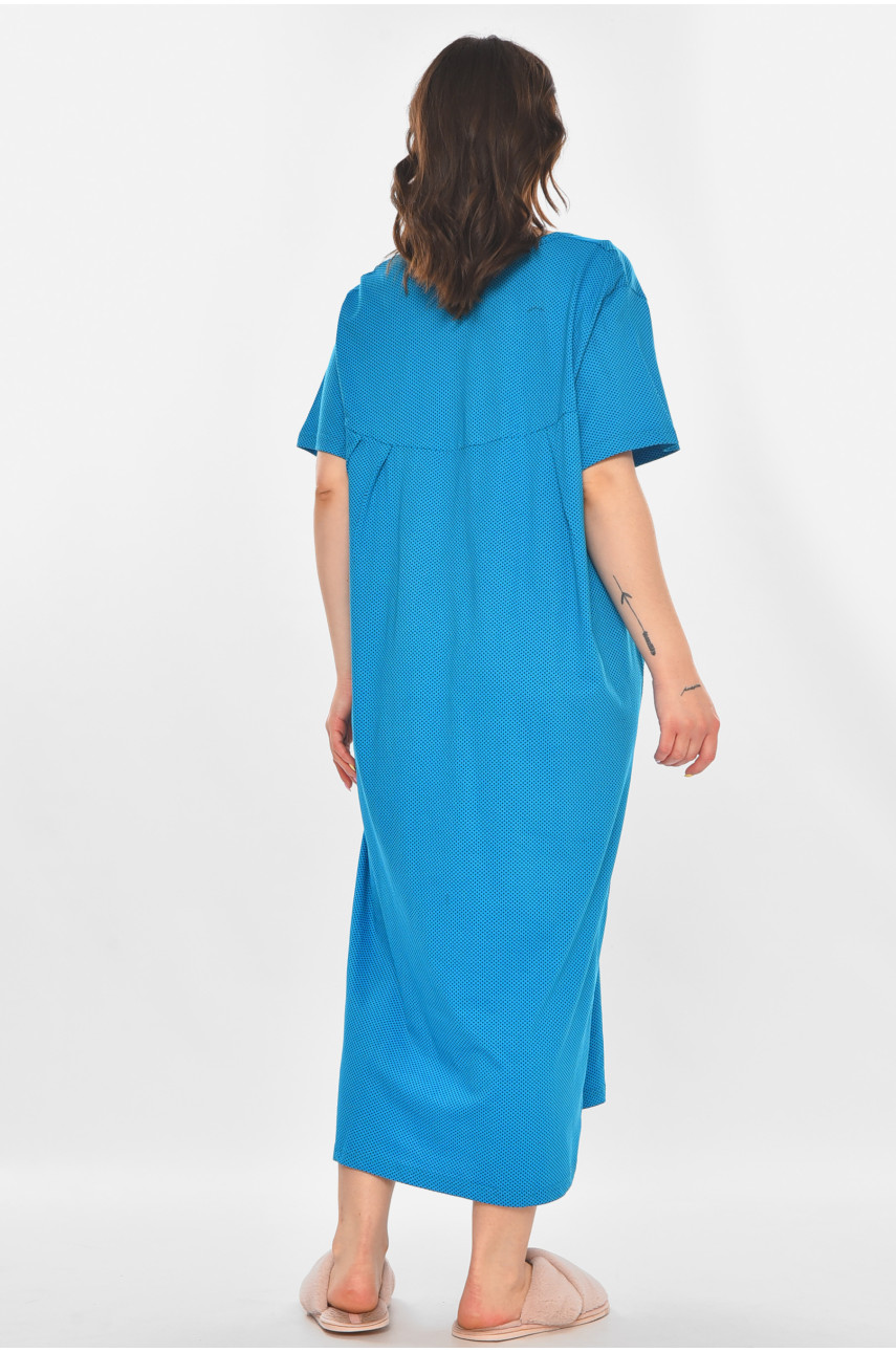 Ночная рубашка женская полубатальная тёмно-голубого цвета с принтом 603 211304